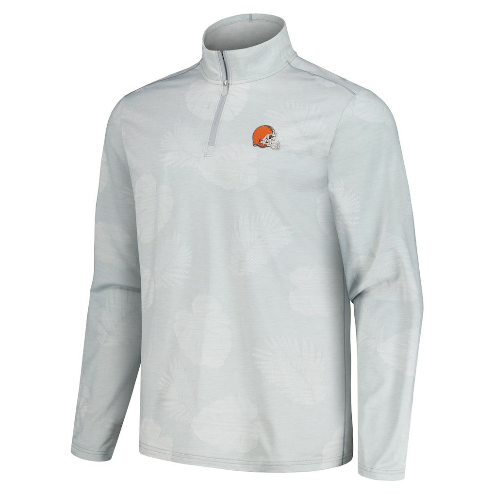 Cleveland Browns Delray Frond IslandZone Half-Zip Sweatshirt Gray | Tommy Bahama