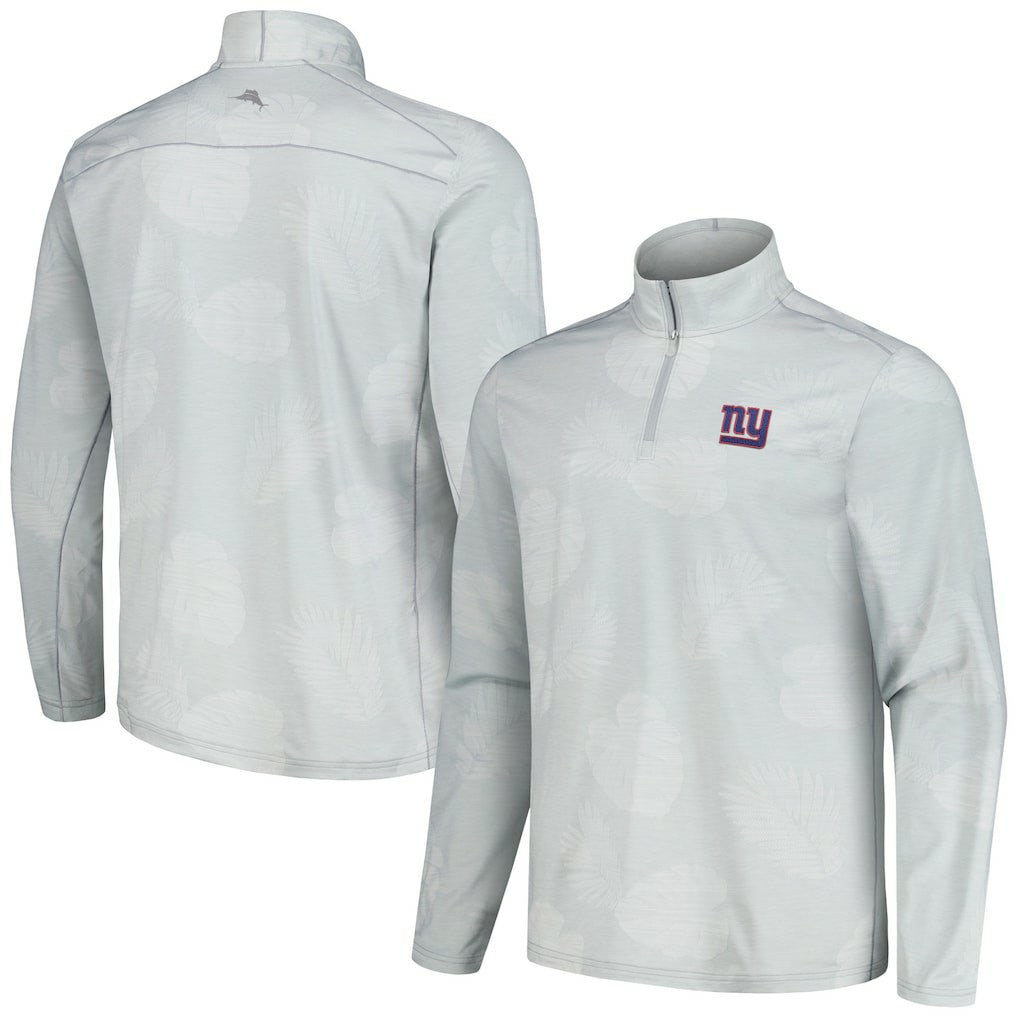 New York Giants Delray Frond IslandZone Half-Zip Sweatshirt Gray | Tommy Bahama