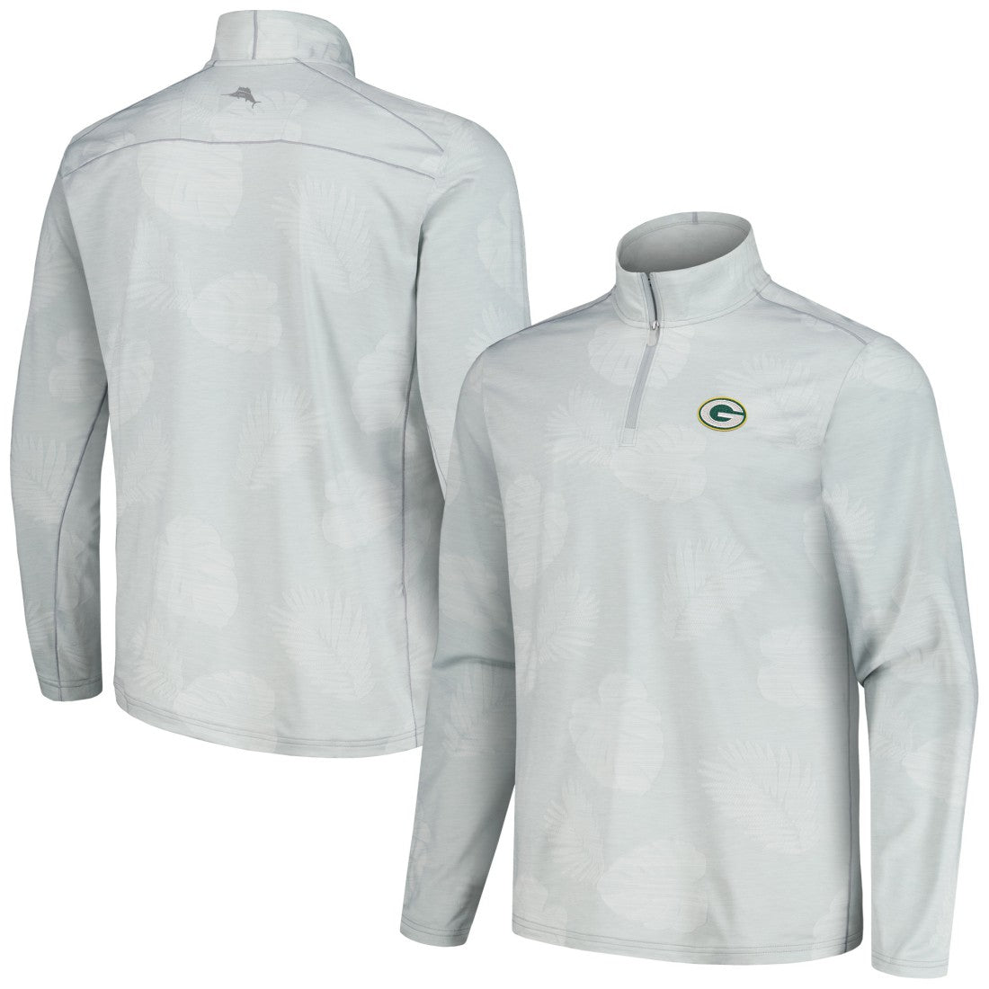 Green Bay Packers Delray Frond IslandZone Half-Zip Sweatshirt Gray | Tommy Bahama