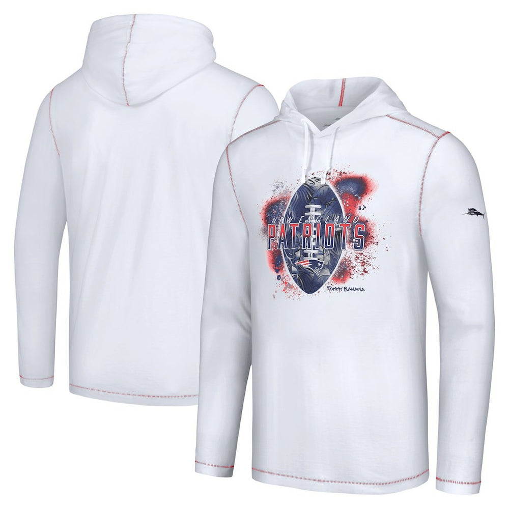 New England Patriots Graffiti Touchdown Pullover Hoodie White | Tommy Bahama