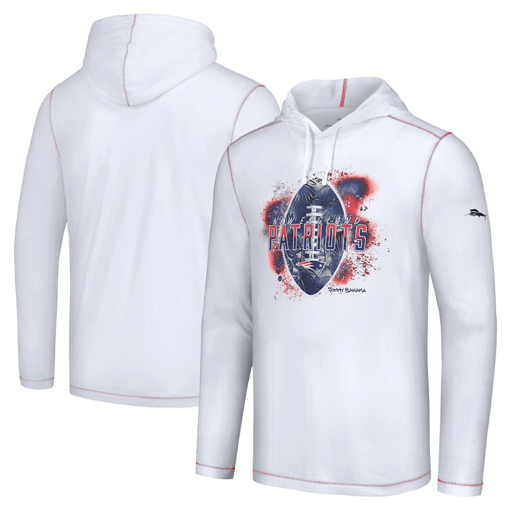 New England Patriots Graffiti Touchdown Pullover Hoodie White | Tommy Bahama