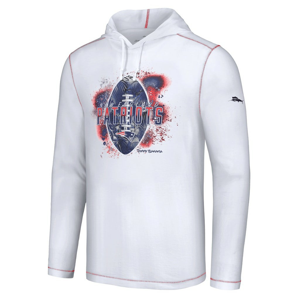 New England Patriots Graffiti Touchdown Pullover Hoodie White | Tommy Bahama