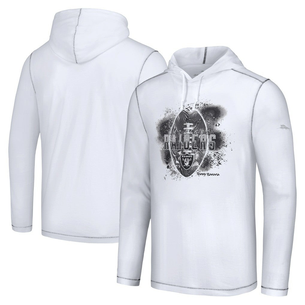 Las Vegas Raiders Graffiti Touchdown Pullover Hoodie White | Tommy Bahama