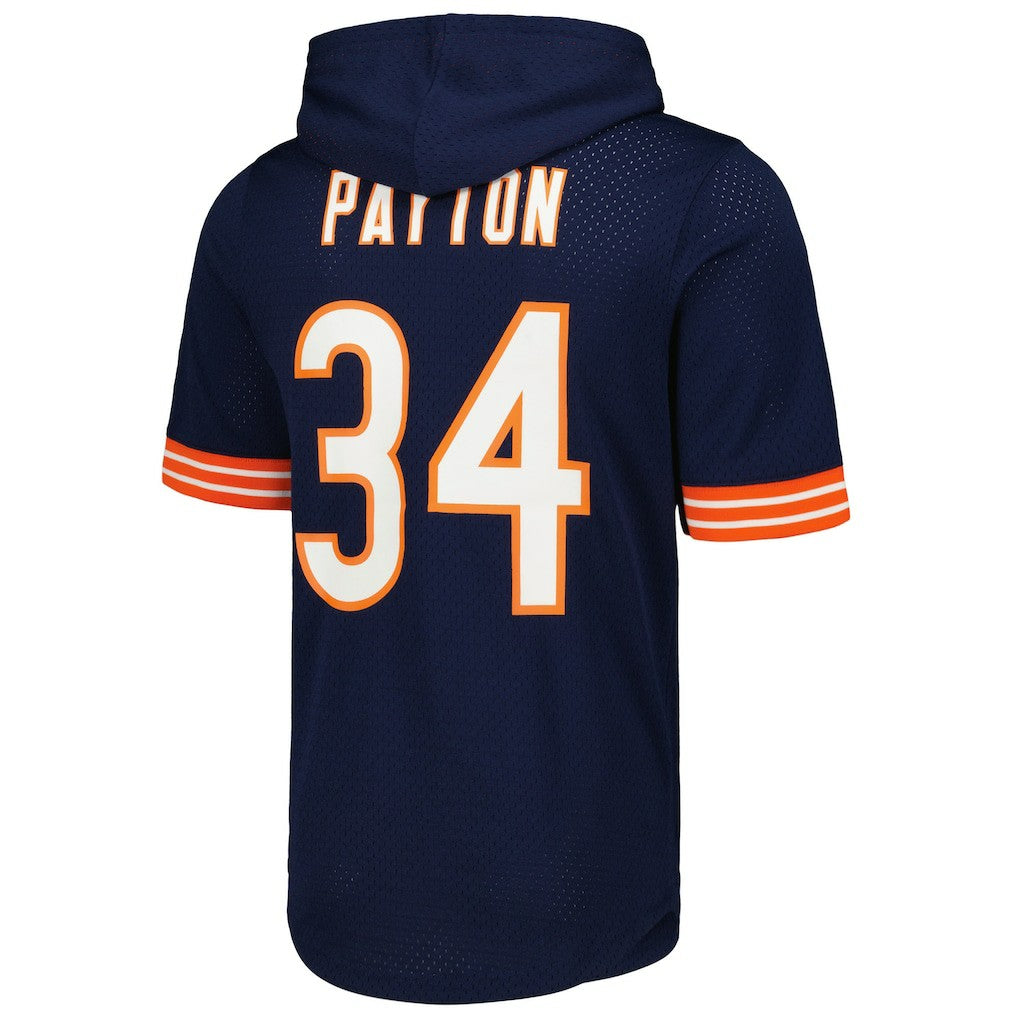 Walter Payton Chicago Bears Retired Player Name & Number Mesh Hoodie T-Shirt Navy | Mitchell & Ness