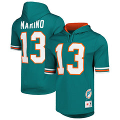 Dan Marino Miami Dolphins Retired Player Name & Number Mesh Hoodie T-Shirt Aqua | Mitchell & Ness