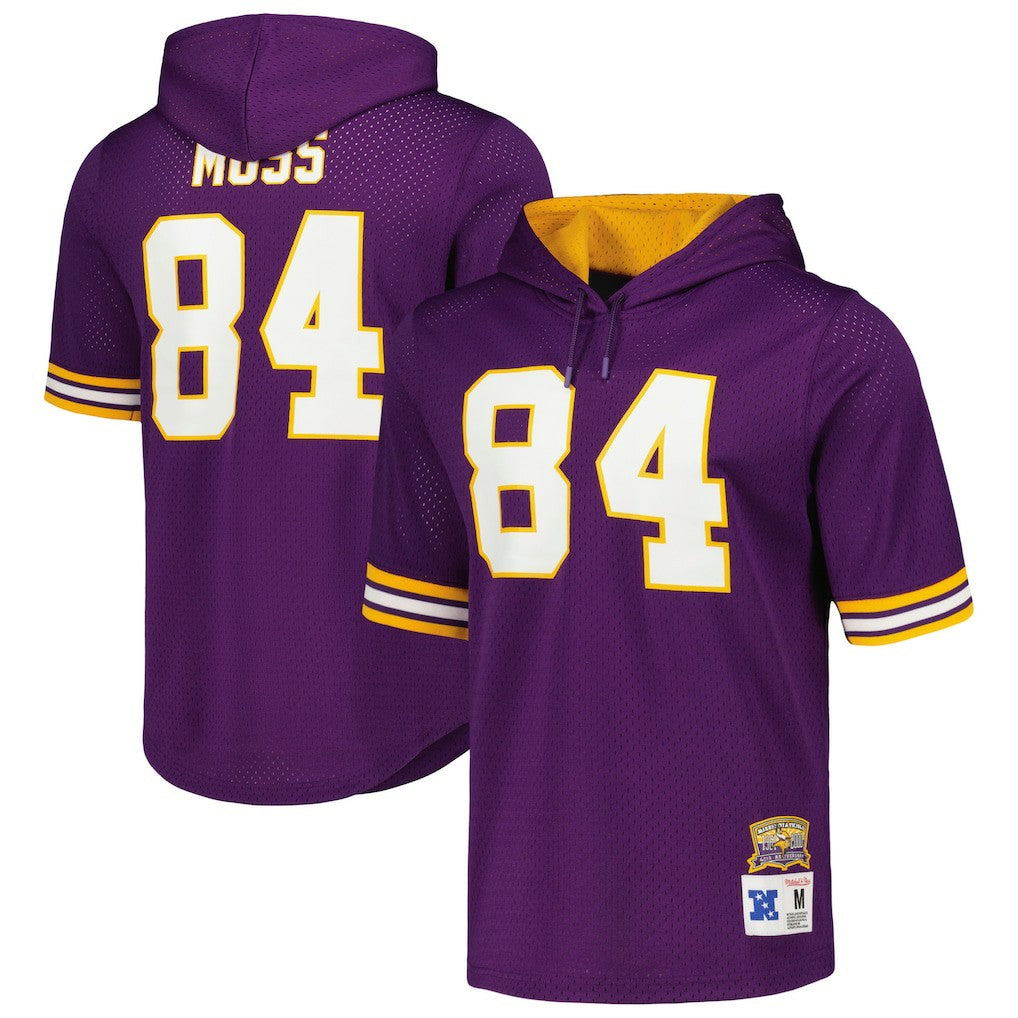 Randy Moss Minnesota Vikings Retired Player Name & Number Mesh Hoodie T-Shirt Purple | Mitchell & Ness