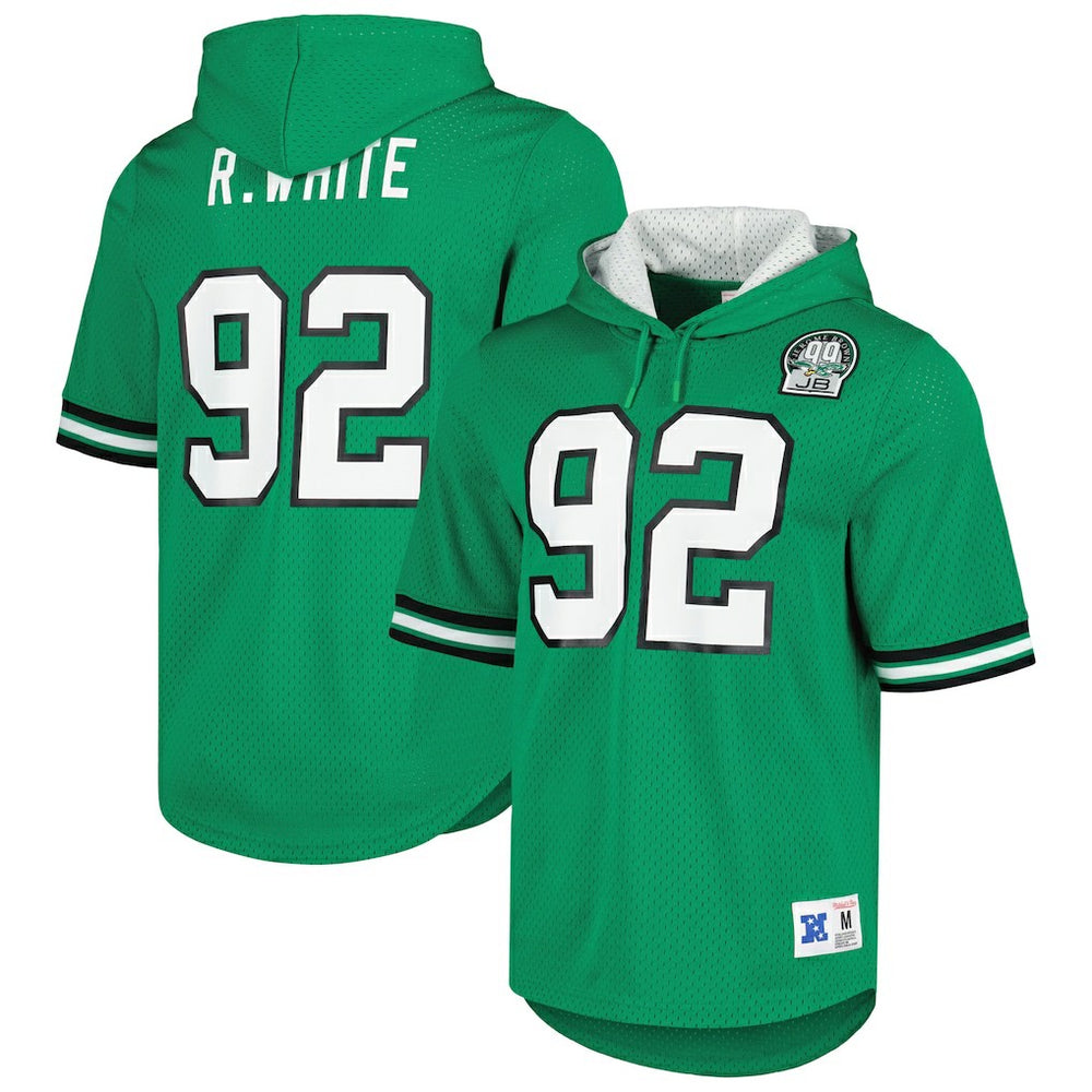 Reggie White Philadelphia Eagles Retired Player Name & Number Mesh Hoodie T-Shirt Kelly Green | Mitchell & Ness