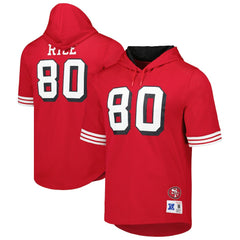 Jerry Rice San Francisco 49ers Retired Player Name & Number Mesh Hoodie T-Shirt Scarlet | Mitchell & Ness
