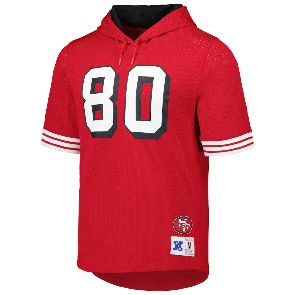 Jerry Rice San Francisco 49ers Retired Player Name & Number Mesh Hoodie T-Shirt Scarlet | Mitchell & Ness