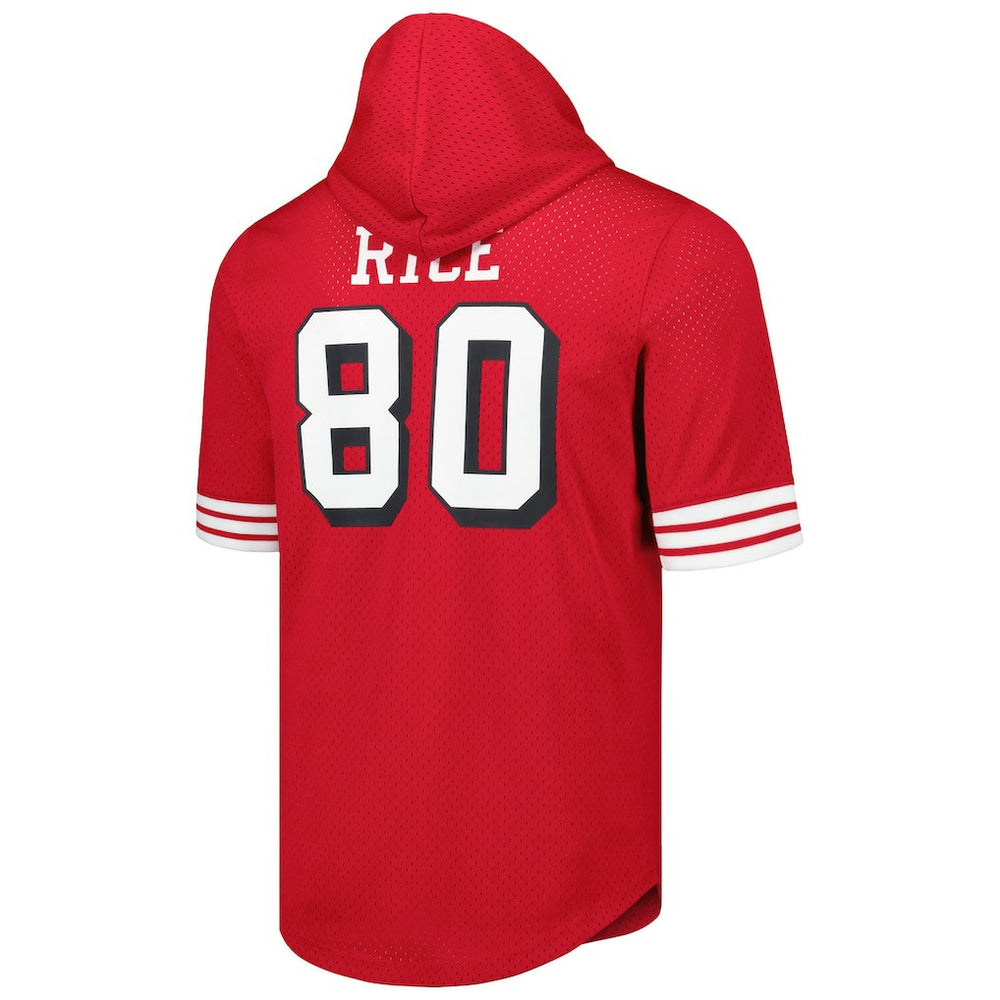 Jerry Rice San Francisco 49ers Retired Player Name & Number Mesh Hoodie T-Shirt Scarlet | Mitchell & Ness