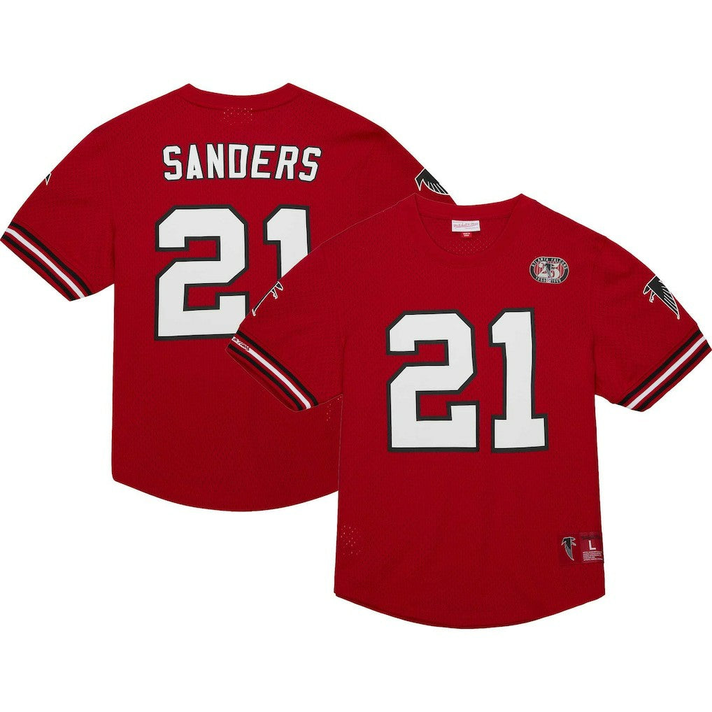 Deion Sanders Atlanta Falcons Retired Player Name & Number Mesh Top Red | Mitchell & Ness