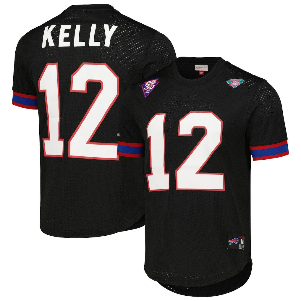 Jim Kelly Buffalo Bills Retired Player Name & Number Mesh Top Black | Mitchell & Ness