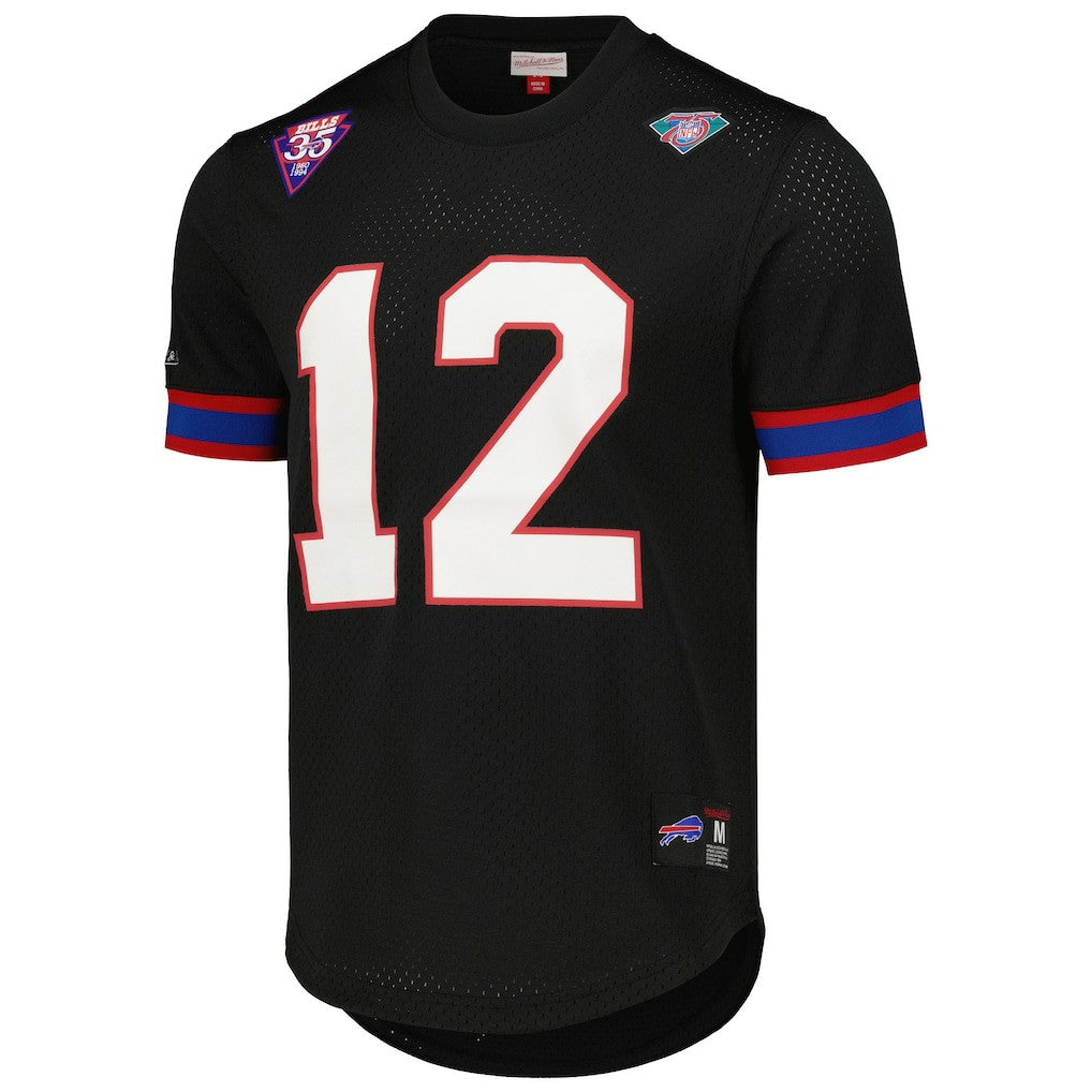 Jim Kelly Buffalo Bills Retired Player Name & Number Mesh Top Black | Mitchell & Ness