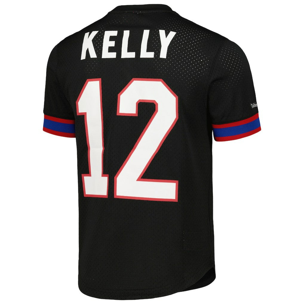 Jim Kelly Buffalo Bills Retired Player Name & Number Mesh Top Black | Mitchell & Ness