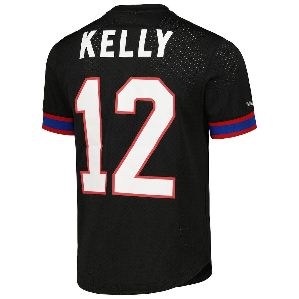 Jim Kelly Buffalo Bills Retired Player Name & Number Mesh Top Black | Mitchell & Ness