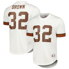 Jim Brown Cleveland Browns Retired Player Name & Number Mesh Top White | Mitchell & Ness
