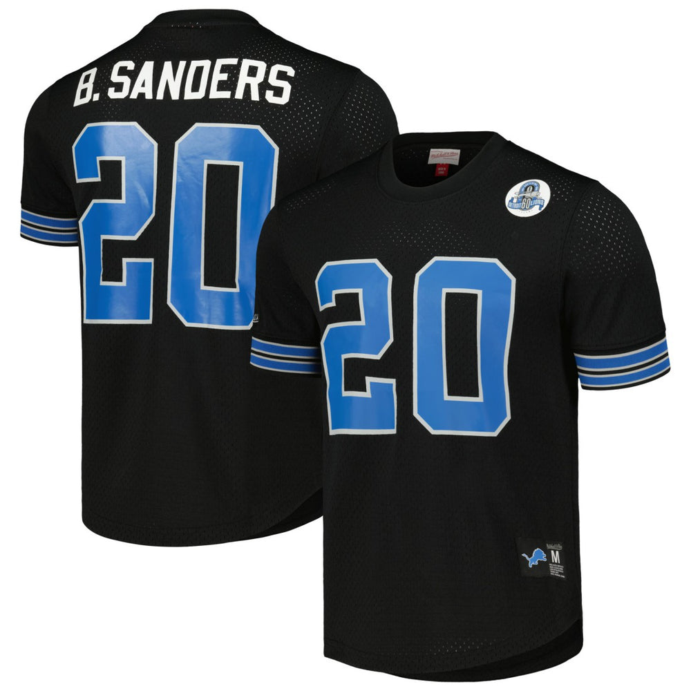 Barry Sanders Detroit Lions Retired Player Name & Number Mesh Top Black | Mitchell & Ness