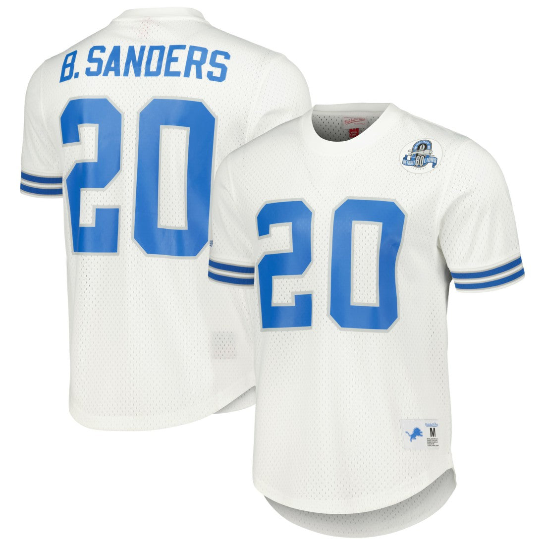 Barry Sanders Detroit Lions Retired Player Name & Number Mesh Top White | Mitchell & Ness