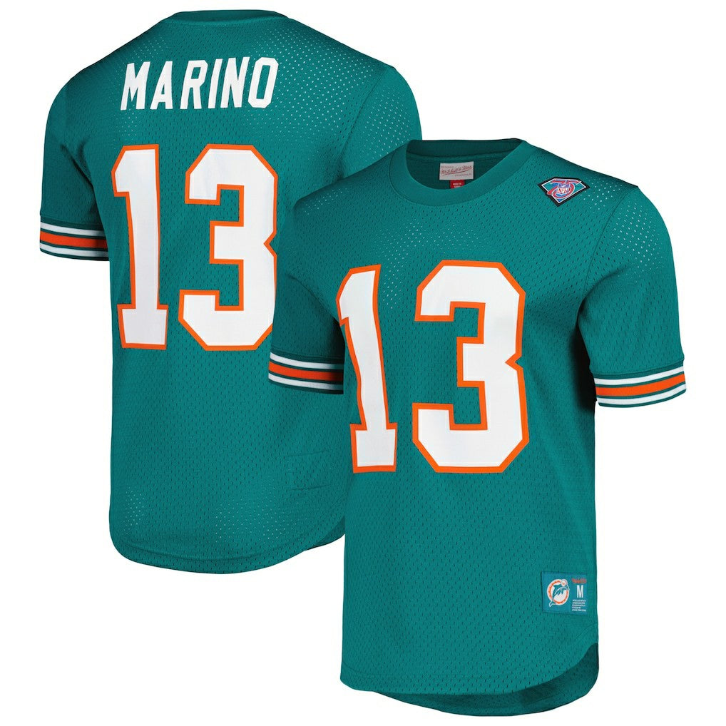 Dan Marino Miami Dolphins Retired Player Name & Number Mesh Top Aqua | Mitchell & Ness