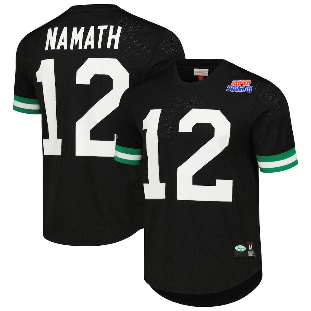 Joe Namath New York Jets Retired Player Name & Number Mesh Top Black | Mitchell & Ness