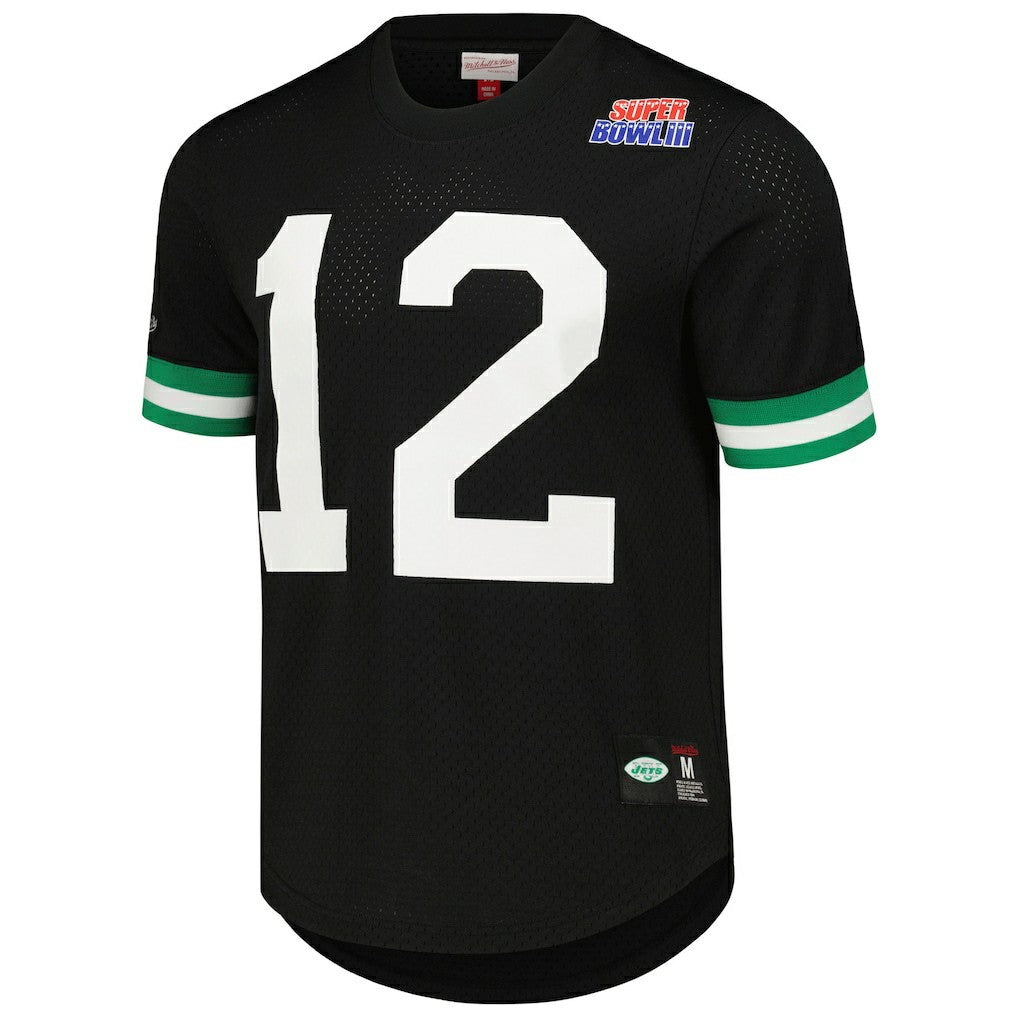 Joe Namath New York Jets Retired Player Name & Number Mesh Top Black | Mitchell & Ness
