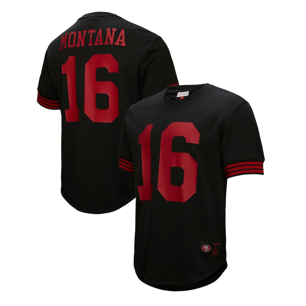 Joe Montana San Francisco 49ers Retired Player Name & Number Mesh Top Black | Mitchell & Ness