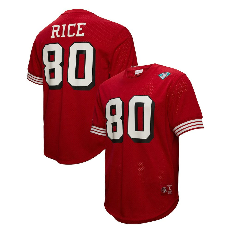 Jerry Rice San Francisco 49ers Retired Player Name & Number Mesh Top Scarlet | Mitchell & Ness