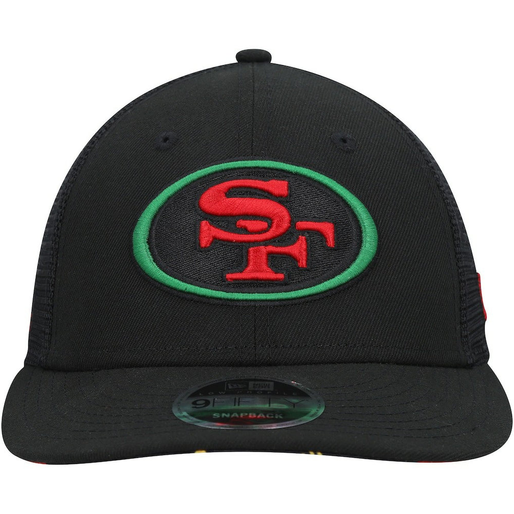 San Francisco 49ers New Era Black Excellence Collection Trucker Low Profile 9FIFTY Snapback Hat Black | NFL