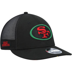 San Francisco 49ers New Era Black Excellence Collection Trucker Low Profile 9FIFTY Snapback Hat Black | NFL