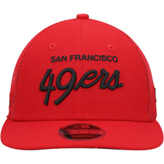 San Francisco 49ers New Era Black Excellence Collection Wordmark Trucker Low Profile 9FIFTY Snapback Hat Scarlet | NFL
