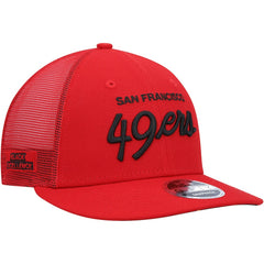 San Francisco 49ers New Era Black Excellence Collection Wordmark Trucker Low Profile 9FIFTY Snapback Hat Scarlet | NFL