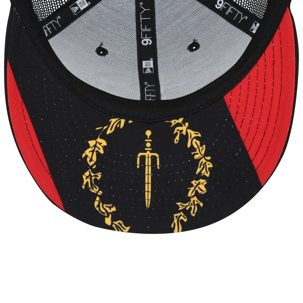 San Francisco 49ers New Era Black Excellence Collection Wordmark Trucker Low Profile 9FIFTY Snapback Hat Scarlet | NFL