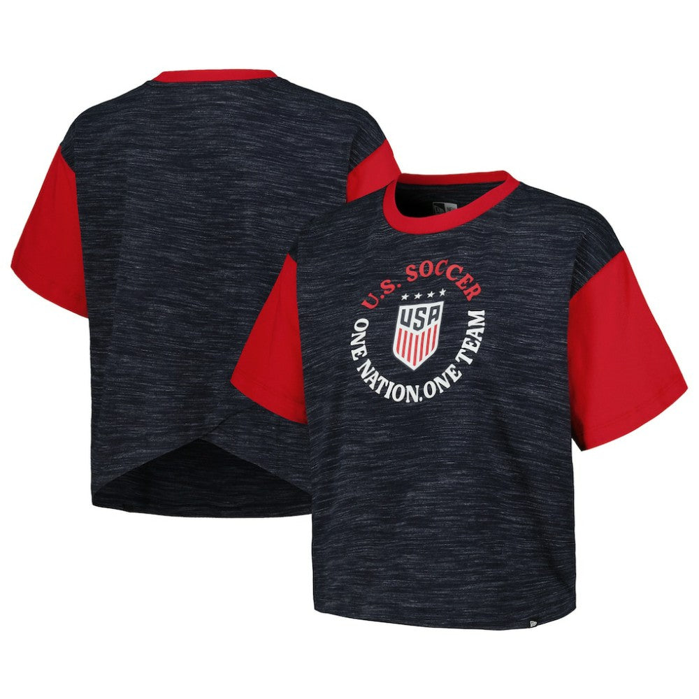 USWNT 5th & Ocean by New Era Women's Athletic Cross Back Cropped T-Shirt Navy | New Era