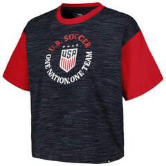 USWNT 5th & Ocean by New Era Women's Athletic Cross Back Cropped T-Shirt Navy | New Era