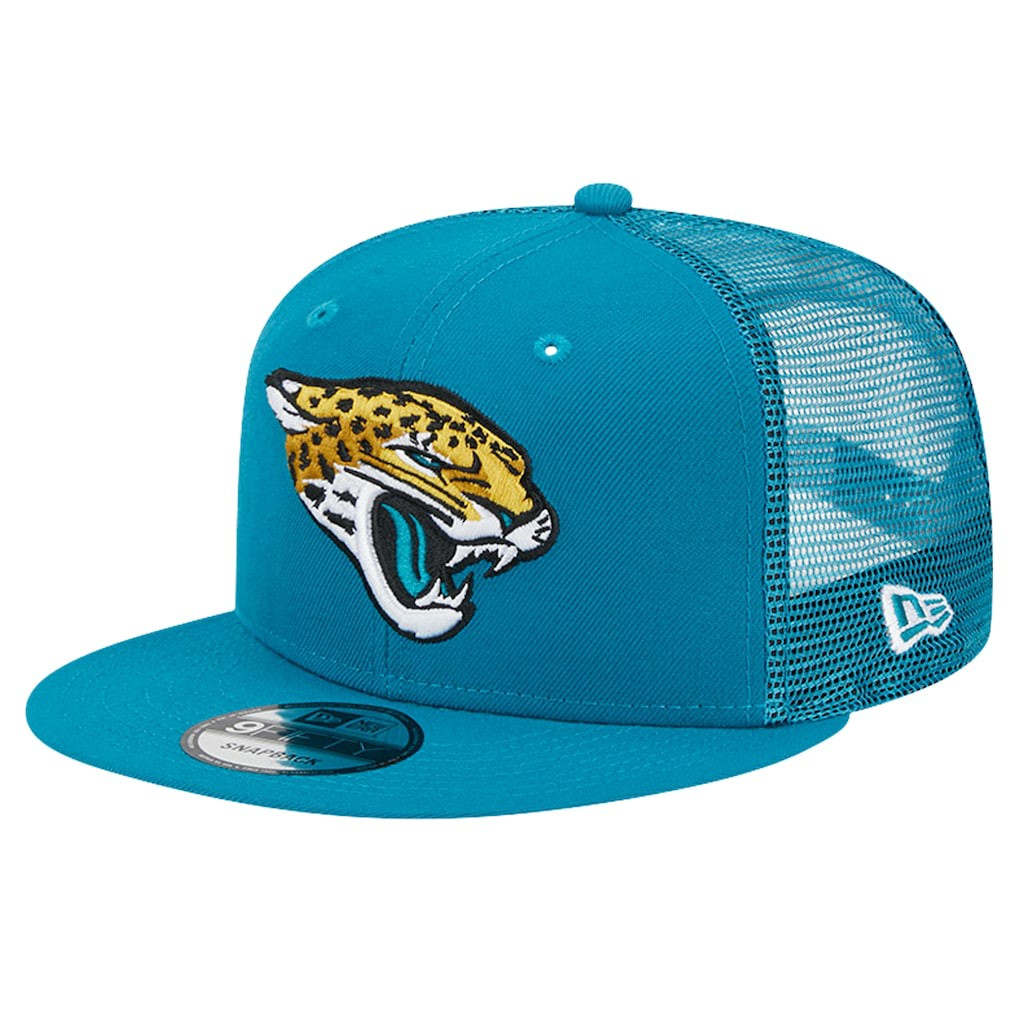Jacksonville Jaguars New Era Main Trucker 9FIFTY Snapback Hat Teal | NFL