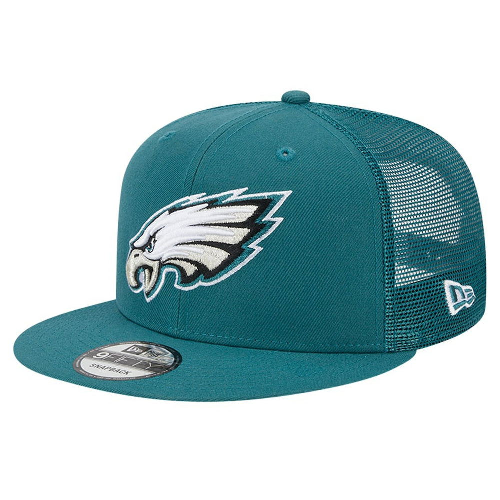 Philadelphia Eagles New Era Main Trucker 9FIFTY Snapback Hat Midnight Green | NFL