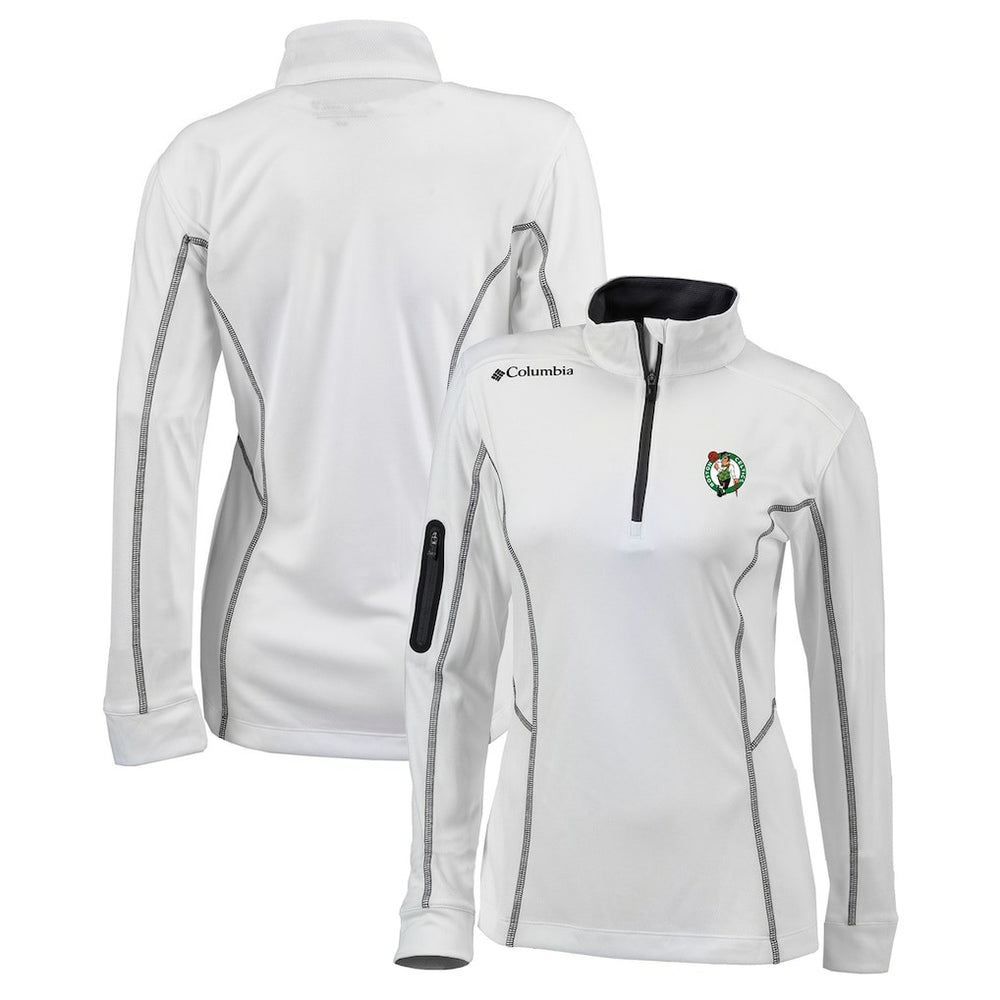Boston Celtics Women's Omni-Wick Shotgun Quarter-Zip Pullover Top White - NBA