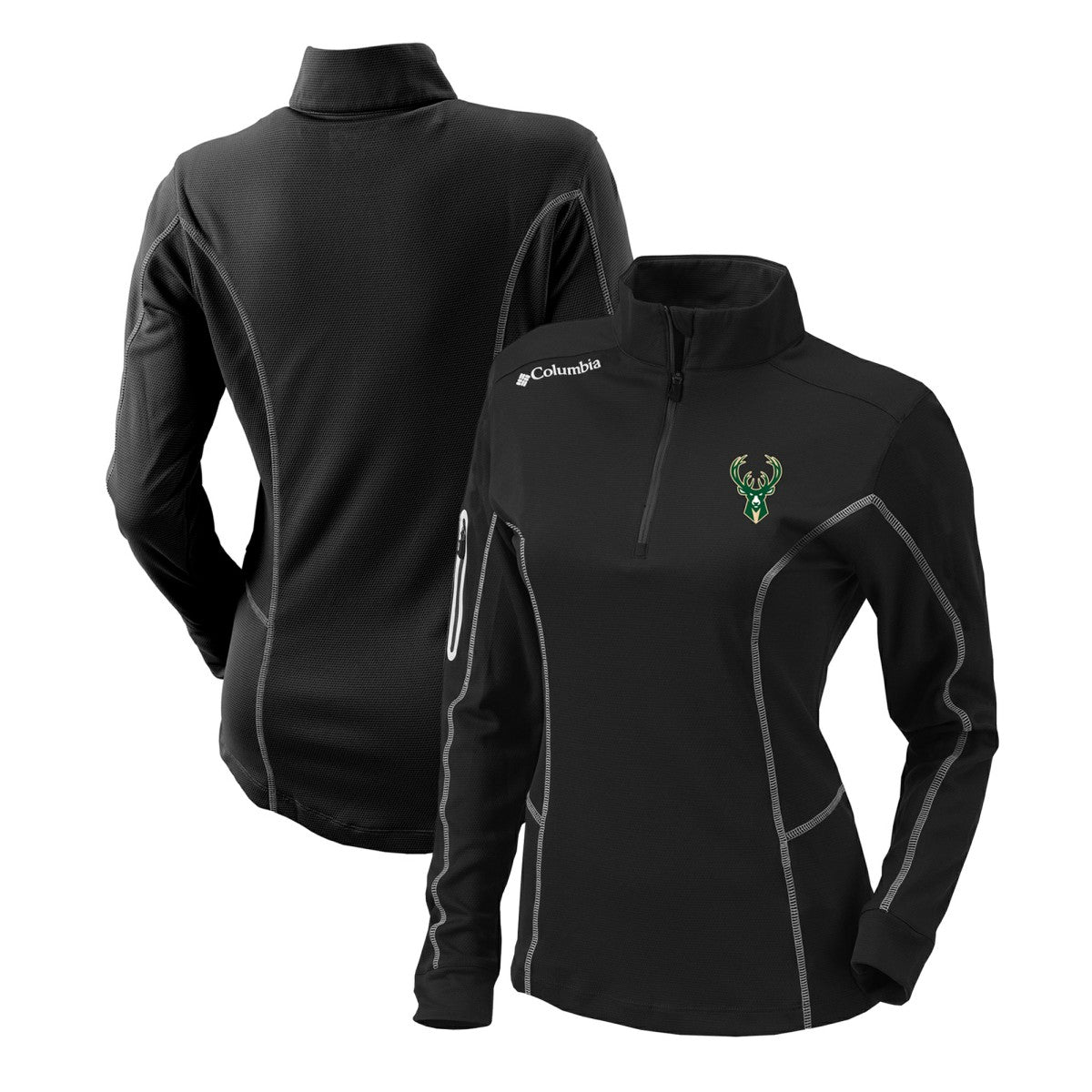 Milwaukee Bucks Women's Omni-Wick Shotgun Quarter-Zip Pullover Top Black - NBA