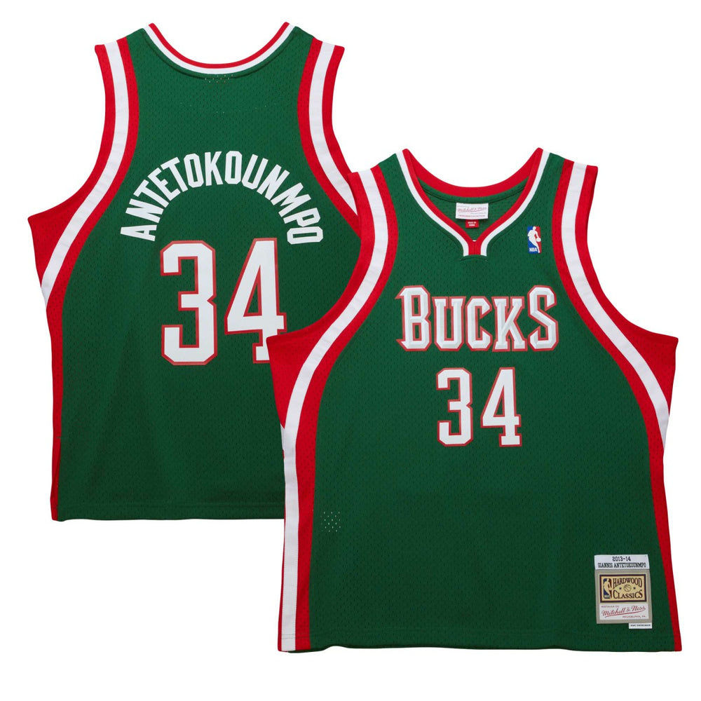 Giannis Antetokounmpo Milwaukee Bucks 2013/14 Hardwood Classics Swingman Jersey Hunter Green - NBA