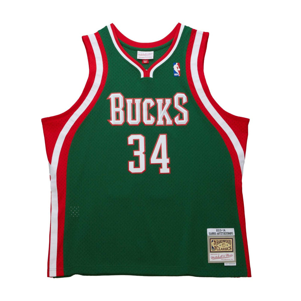 Giannis Antetokounmpo Milwaukee Bucks 2013/14 Hardwood Classics Swingman Jersey Hunter Green - NBA