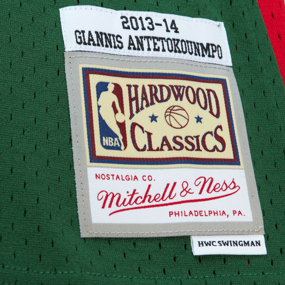 Giannis Antetokounmpo Milwaukee Bucks 2013/14 Hardwood Classics Swingman Jersey Hunter Green - NBA