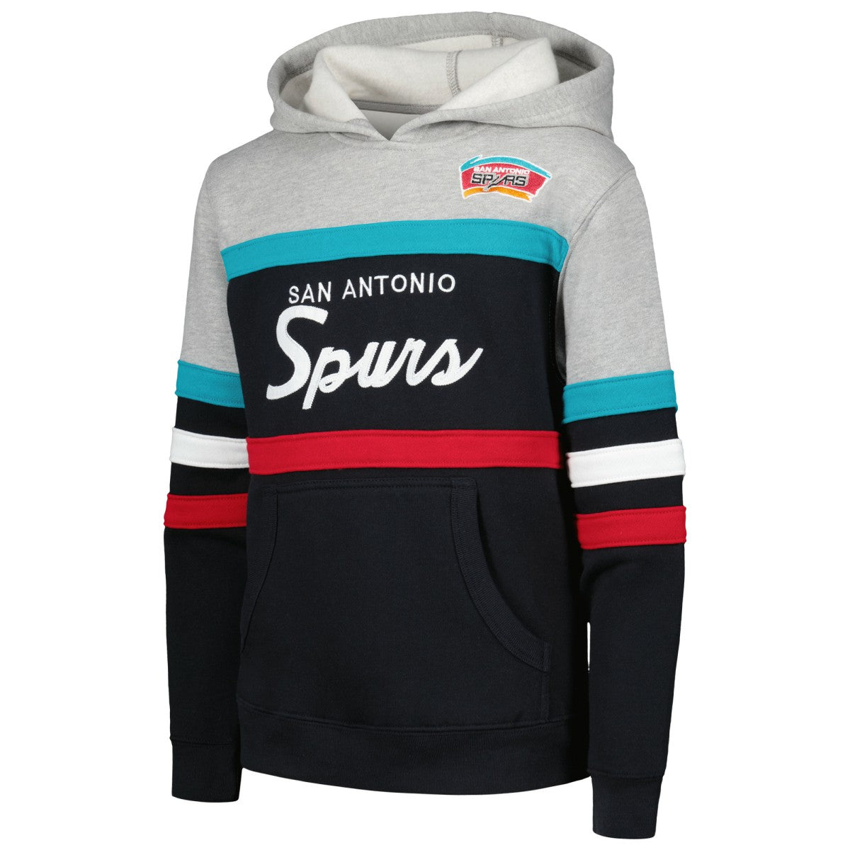San Antonio Spurs Youth Hardwood Classics Head Coach Pullover Hoodie Black/Heather Gray - NBA