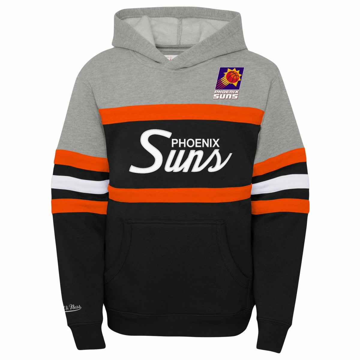 Phoenix Suns Youth Hardwood Classics Head Coach Pullover Hoodie Black/Heather Gray - NBA