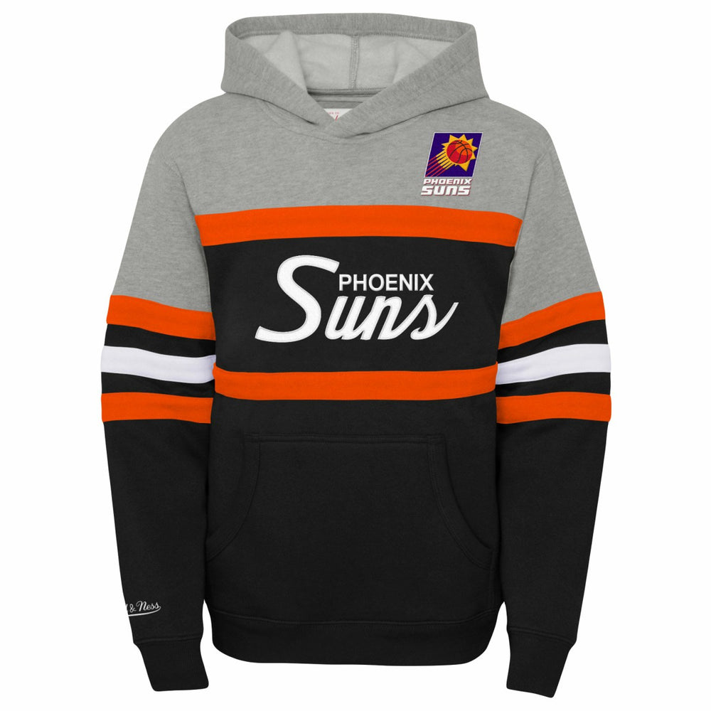 Phoenix Suns Youth Hardwood Classics Head Coach Pullover Hoodie Black/Heather Gray - NBA