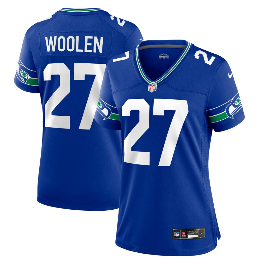 Tariq Woolen Seattle Seahawks Women's Throwback Player Game Jersey Royal | Nike for Sale