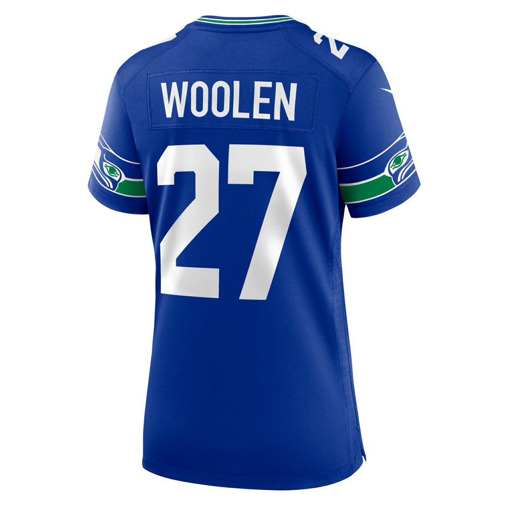 Tariq Woolen Seattle Seahawks Women's Throwback Player Game Jersey Royal | Nike for Sale