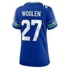 Tariq Woolen Seattle Seahawks Women's Throwback Player Game Jersey Royal | Nike for Sale