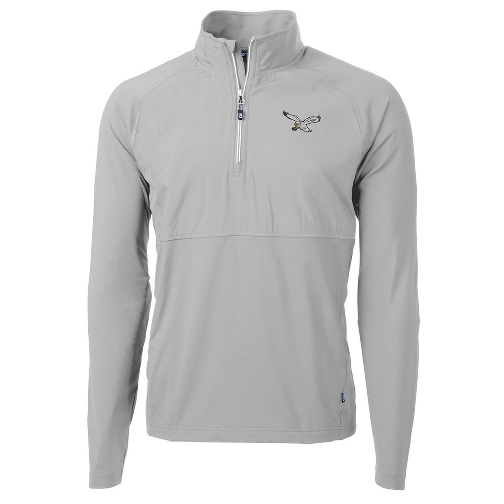 Philadelphia Eagles Cutter & Buck Adapt Eco Knit Hybrid Recycled Quarter-Zip Pullover Jacket Silver | NFL