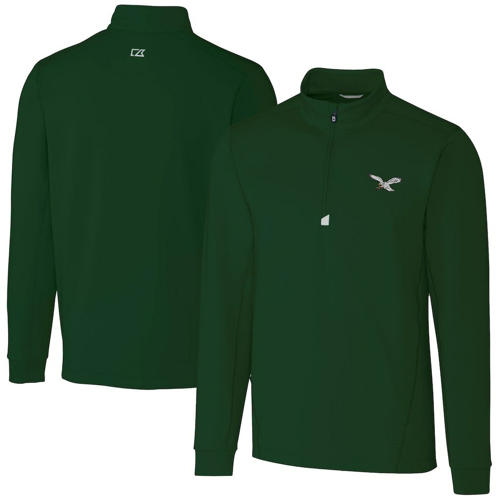 Philadelphia Eagles Cutter & Buck Traverse Stretch Quarter-Zip Pullover Hunter Green | NFL
