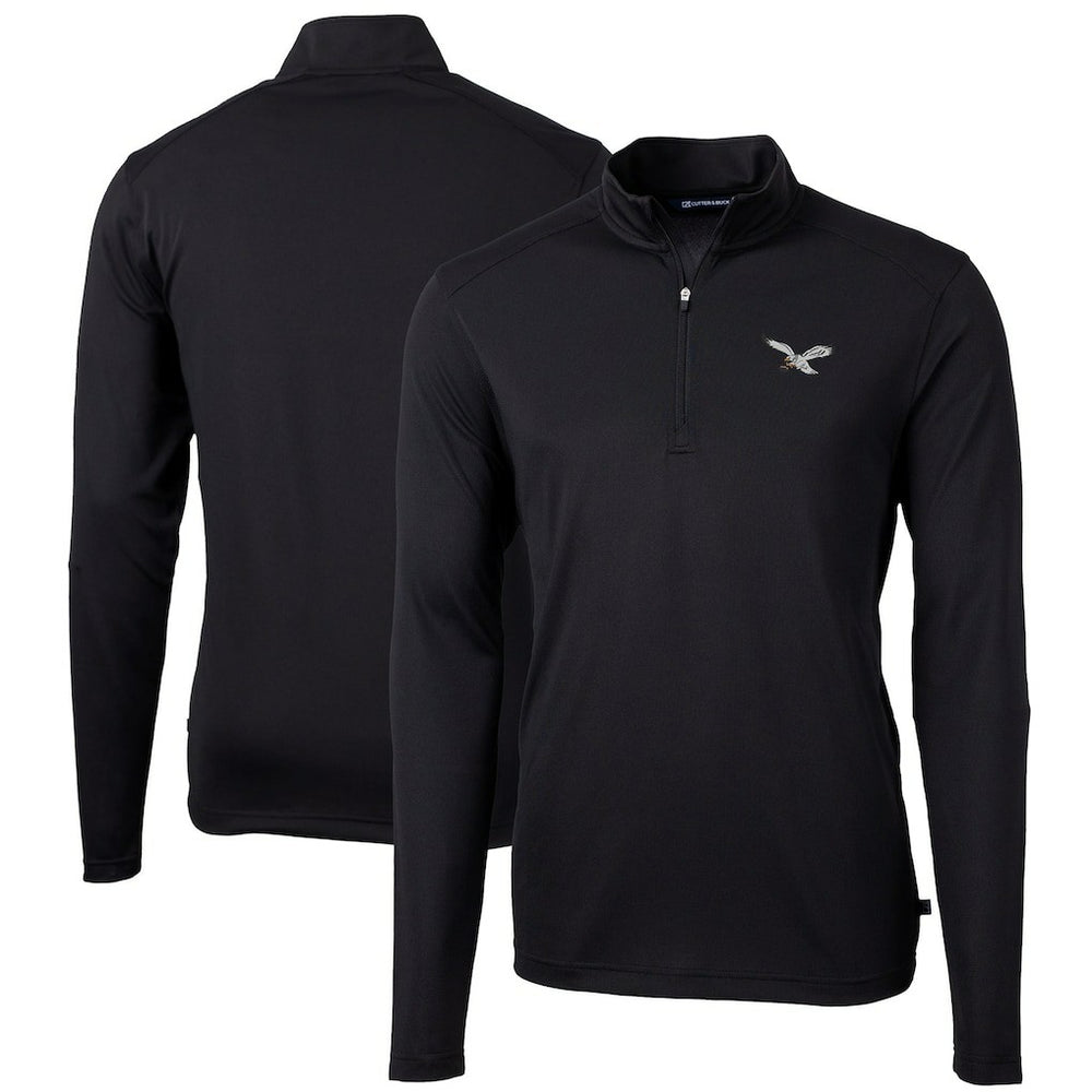 Philadelphia Eagles Cutter & Buck Virtue Eco Pique Recycled Quarter-Zip Pullover Black | NFL